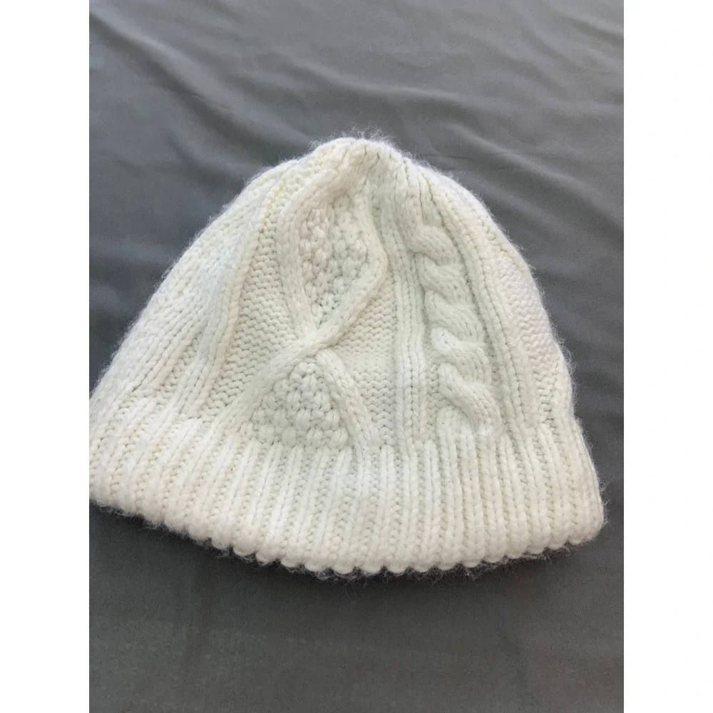 Columbia Beanie Women OS Cream White Excellent Cable Knit Winter Hat